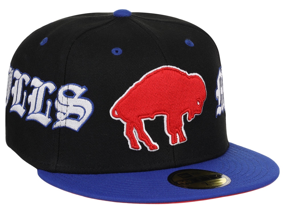 Buffalo Bills Throwback Satin 59FIFTY Fitted Hat, Blue - Size: 7, NFL by New Era